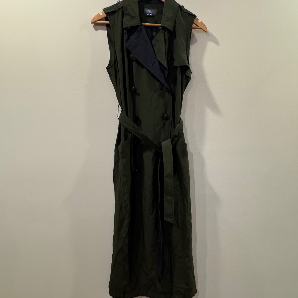 Gryphon Olive Green Sleeveless Trench Dress – Size M